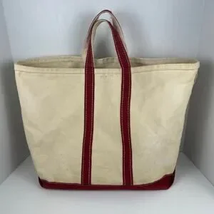 80’s L.L.Bean boat and tote Vintage 1980s LL Bean boat and tote Canvas Leather Handles Blue